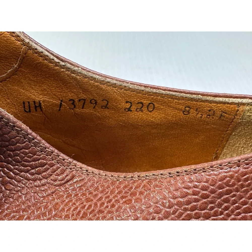 Salvatore Ferragamo Studio Brown Pebbled Leather Cap Toe Oxfords Mens 8.5 EE